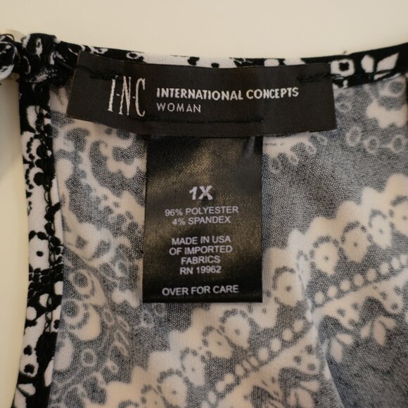 INC International Concepts 1X  Black White Open Shoulder Spaghetti Strap Top Lon - Picture 8 of 8